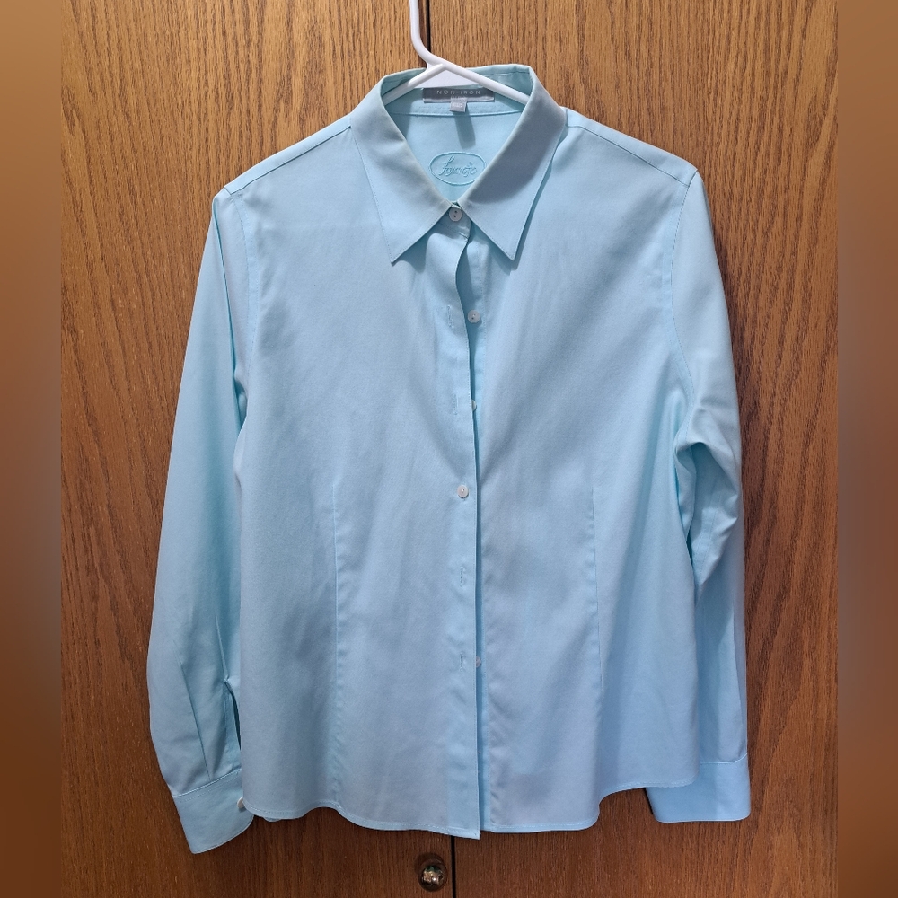 Foxcroft Wrinkle-free Light Blue Women's Blouse